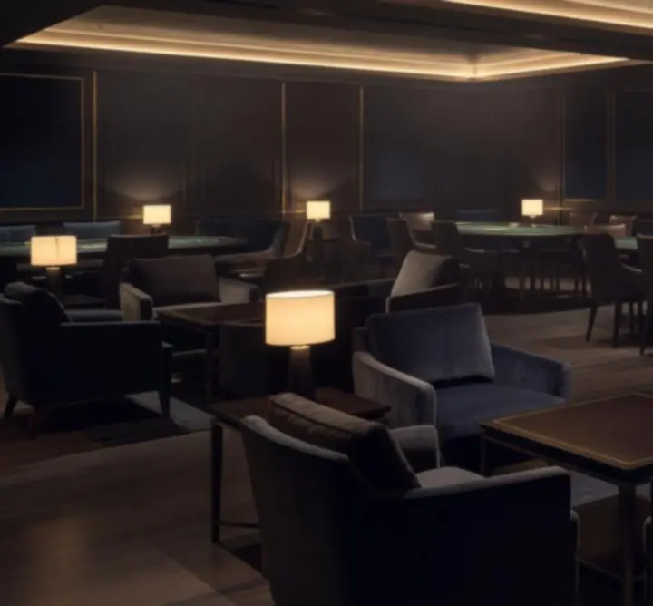 Prémium lounge jellegű, sötét tónusú klubhangulat Budapesten